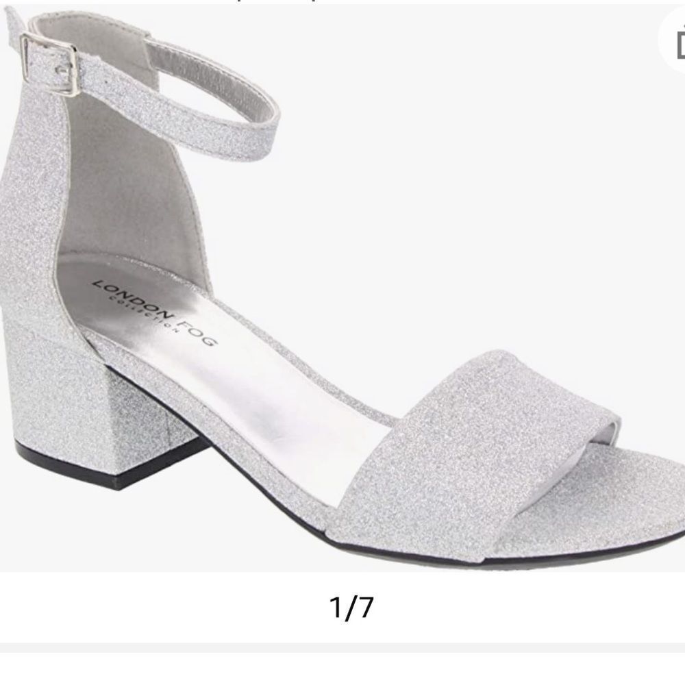 London Fog Block Heel Sandal sz 8 Silver NEW # bag 8-YY - Picture 2 of 11